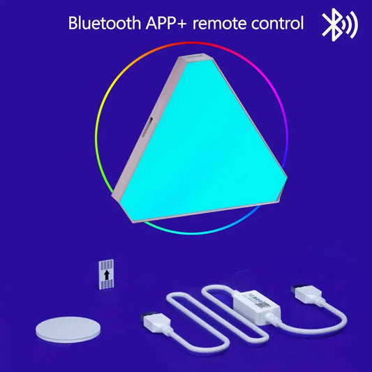 LED Smart Wifi Triangle Wall Light RGB Indoor Atmosphere Night Light APP Music Synchronization Game Room TV Bedroom Decoration