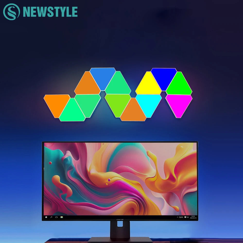 LED Smart Wifi Triangle Wall Light RGB Indoor Atmosphere Night Light APP Music Synchronization Game Room TV Bedroom Decoration